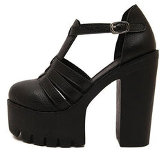 'Kyla' Black Goth 90's Chunky Cut out Platform Boots