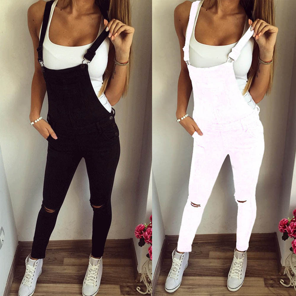 Distressed Long Overalls