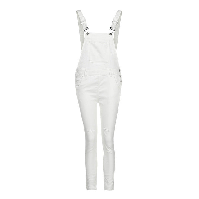 Distressed Long Overalls
