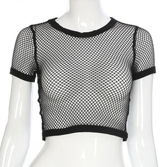 'Courtney' Black Goth Fishnet Top