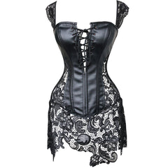 'Deathly Design' Black Gothic Lace Corset