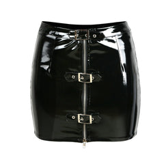 Liquid Black' Black PVC Leather Skirt