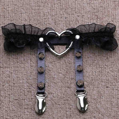 'Sombre' Black mesh stud garter