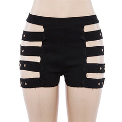 Goth 'Angel of Death' Black Sexy Goth Buckle Cut Out Shorts