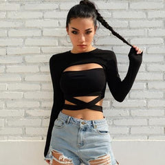 'Talk of the Town' Black long sleeved top