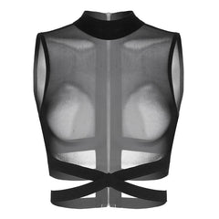 'Soul Destroyer' Mesh cross over crop top