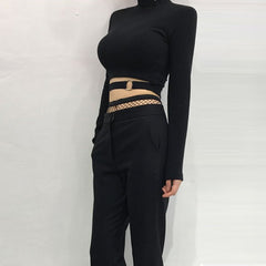 'Shotgun' Black Hollow Out Crop Top