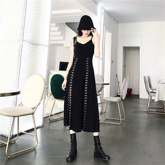 'Redemption' Black Grunge Alt Eyelet Dress