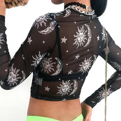 'Twilight' Alt Moon and Sun Mesh Top