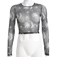 'Twilight' Alt Moon and Sun Mesh Top