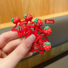 Red Strawberry Star Hair Clip Set