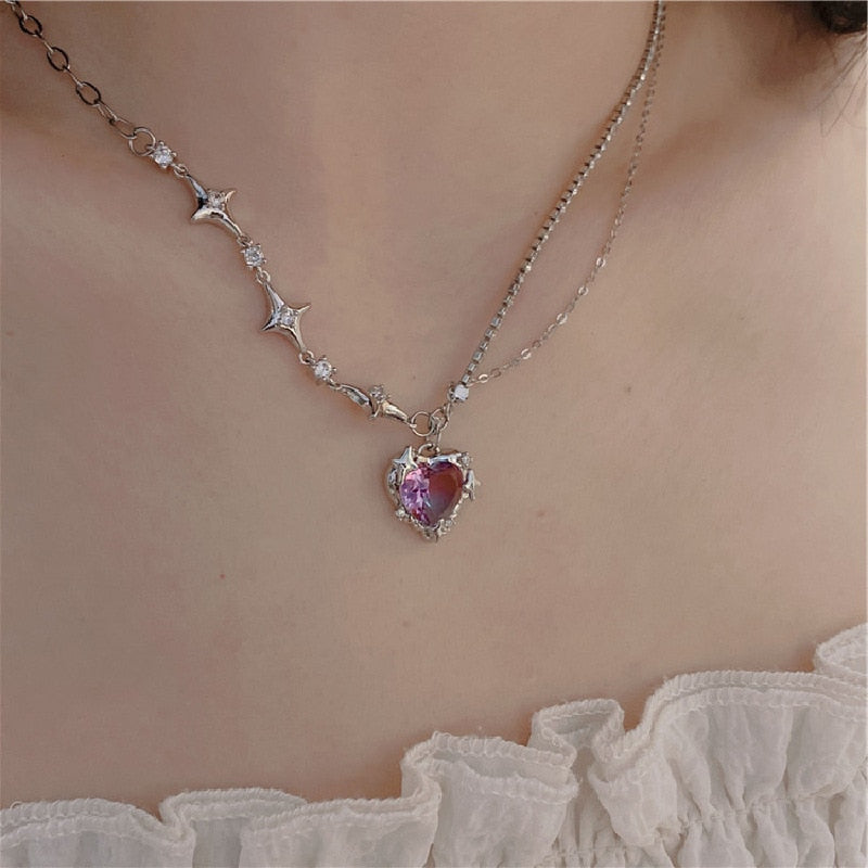 Starry Love Crystal Dangle Necklace