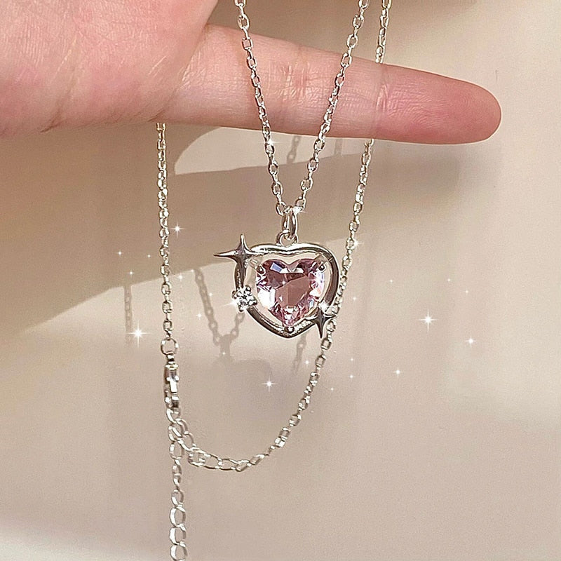 Starry Love Crystal Dangle Necklace