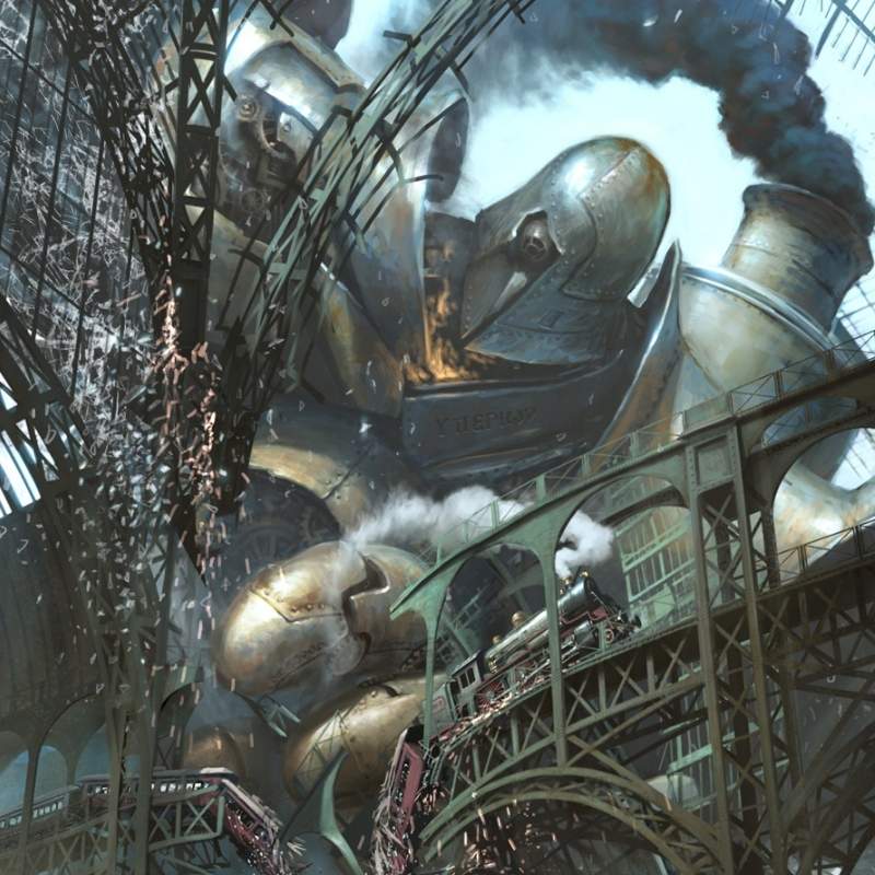 Steampunk express train wall art