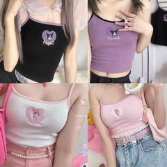 Sweet Kawaii Cropped Knit Tanks