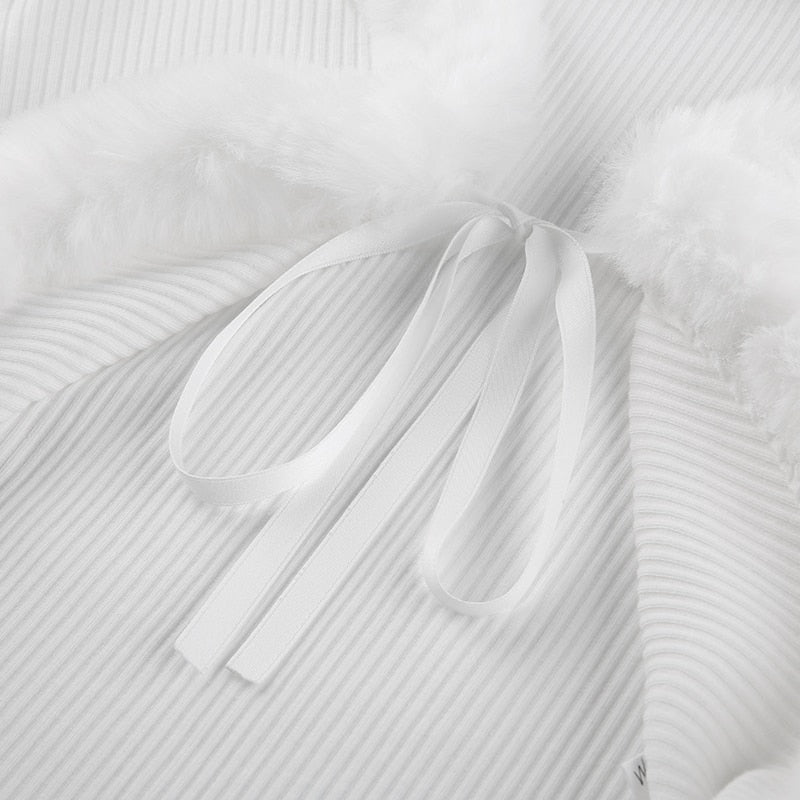 White Fur Trim Cardigan
