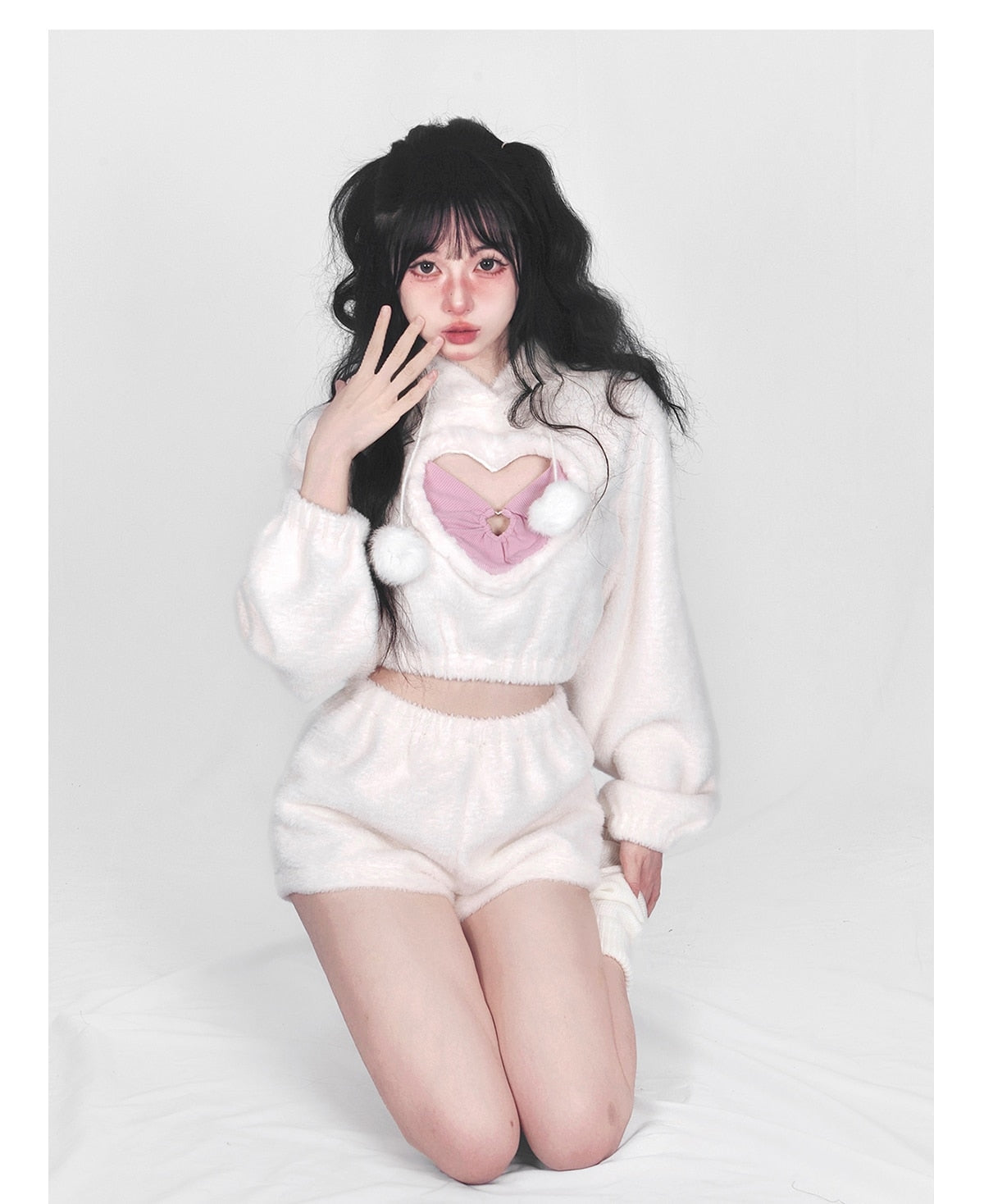 White Fuzzy Valentine Set