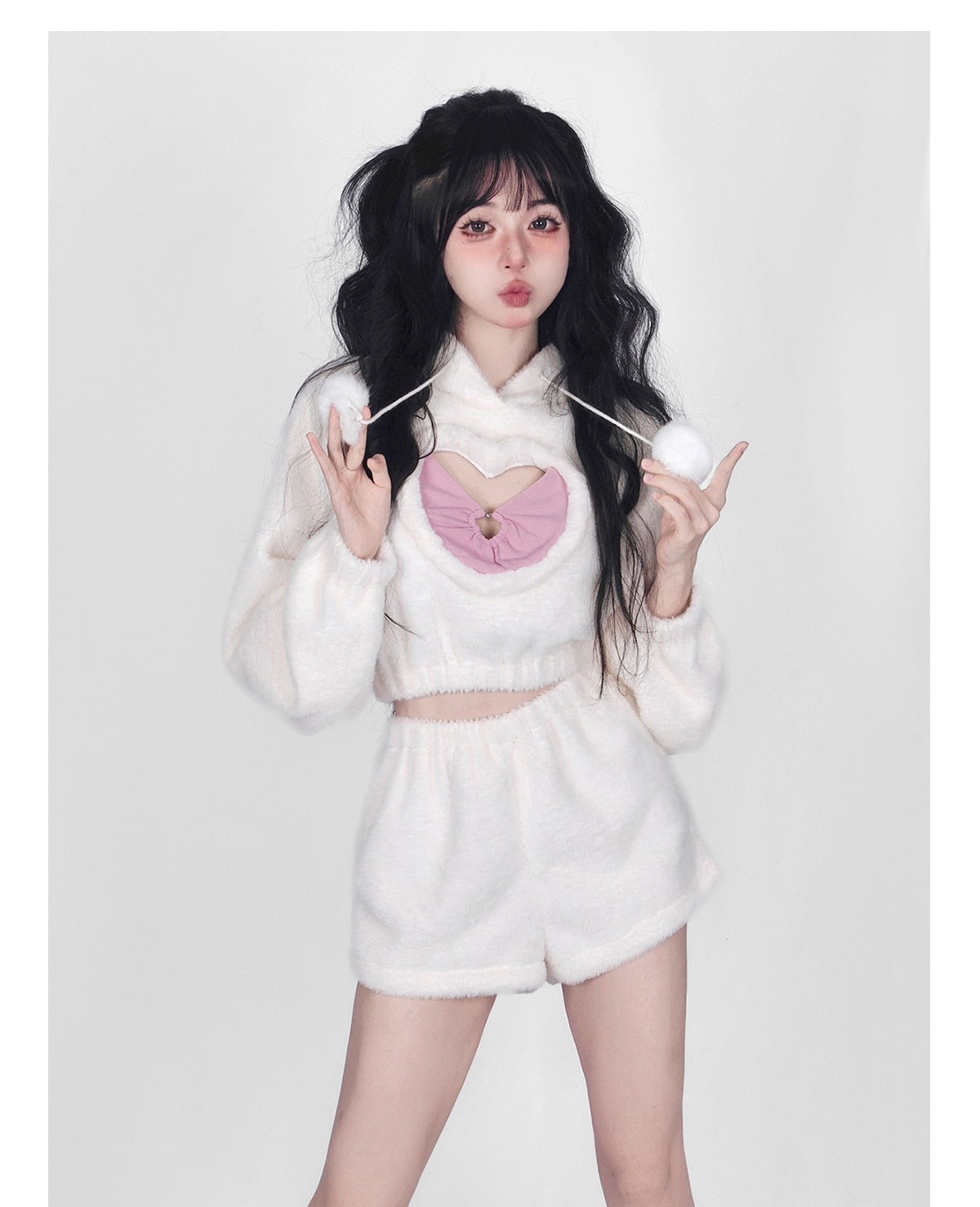 White Fuzzy Valentine Set