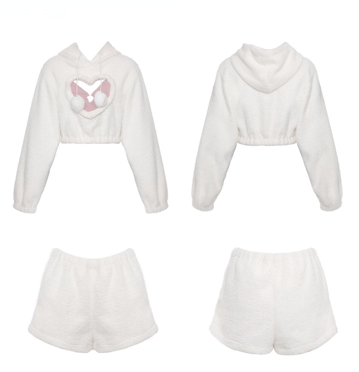 White Fuzzy Valentine Set