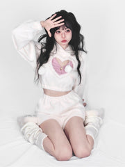 White Fuzzy Valentine Set