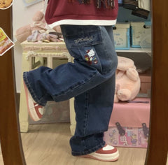Y2K Kitten Baggy Denim Jeans