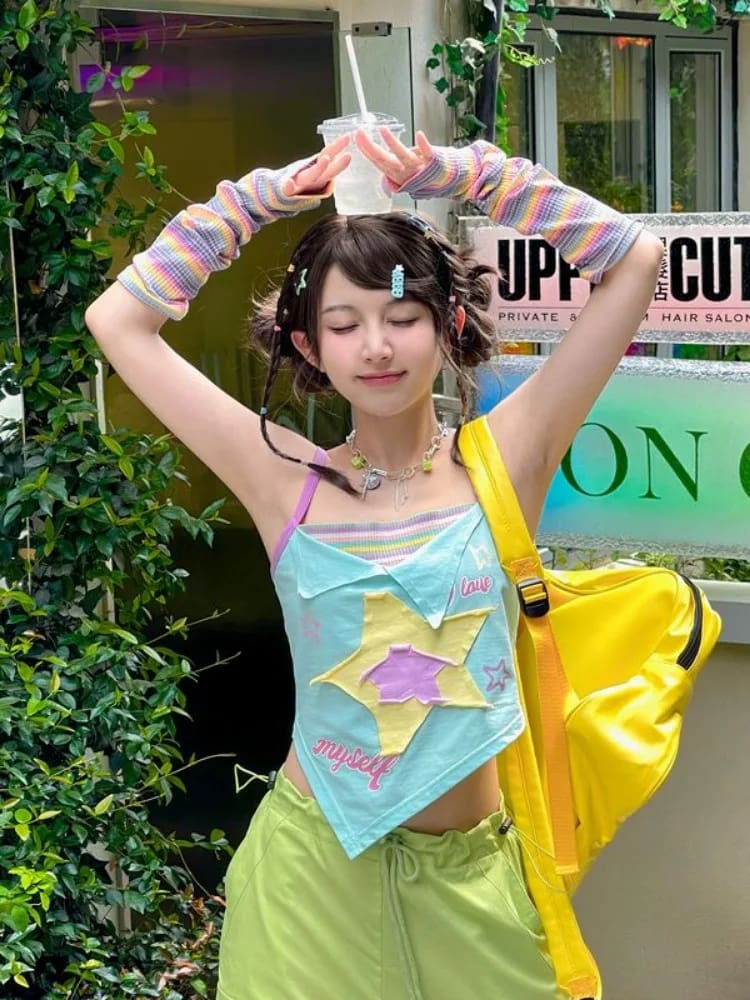 Y2K Star Girl Asymmetrical Tank Top