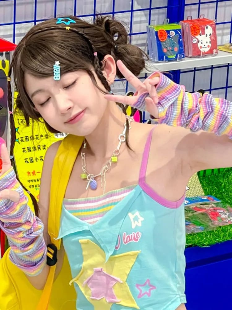 Y2K Star Girl Asymmetrical Tank Top