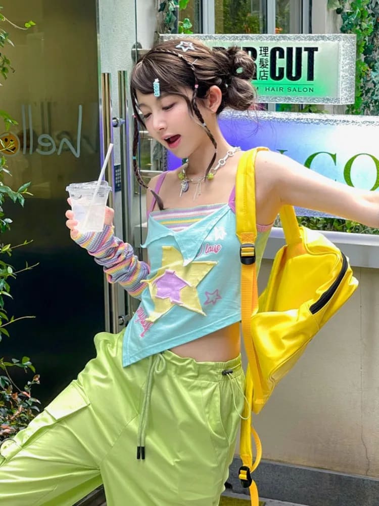 Y2K Star Girl Asymmetrical Tank Top
