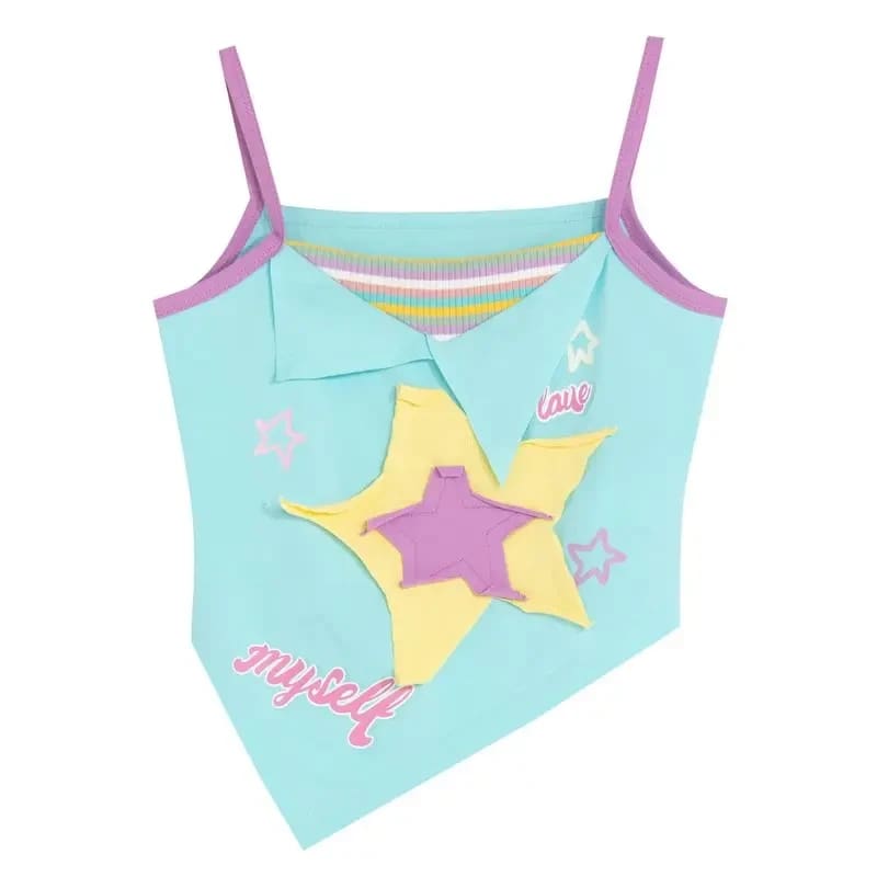 Y2K Star Girl Asymmetrical Tank Top