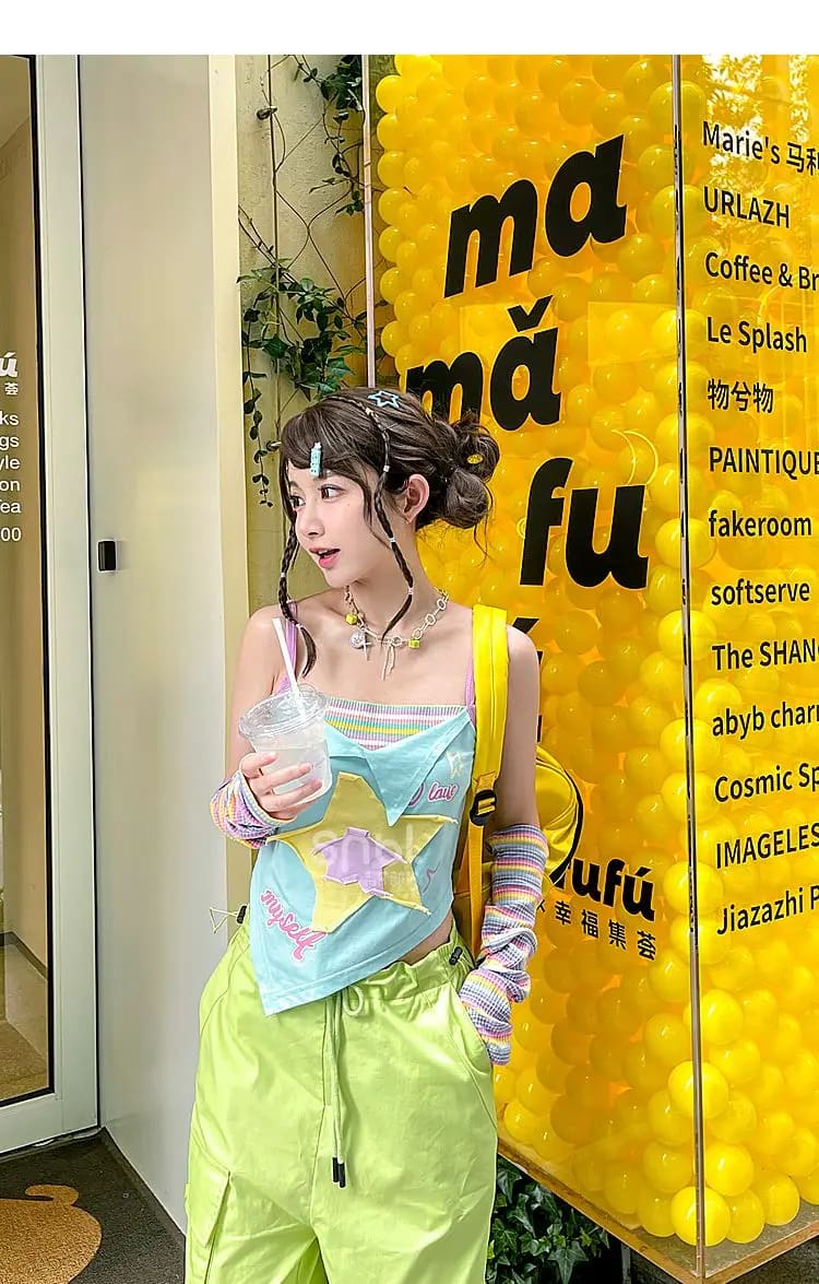 Y2K Star Girl Asymmetrical Tank Top