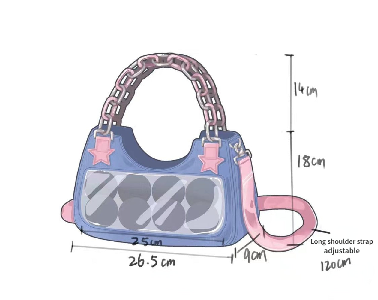 Starry Denim Shoulder Handbag